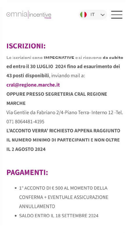 Sito Web Mobile agenzia viaggi San Marino