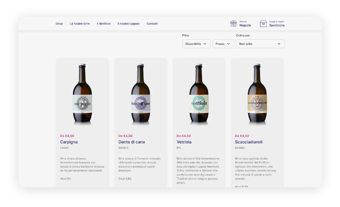 Nuovo sito ECOMMERCE birra BAAM by IDlab