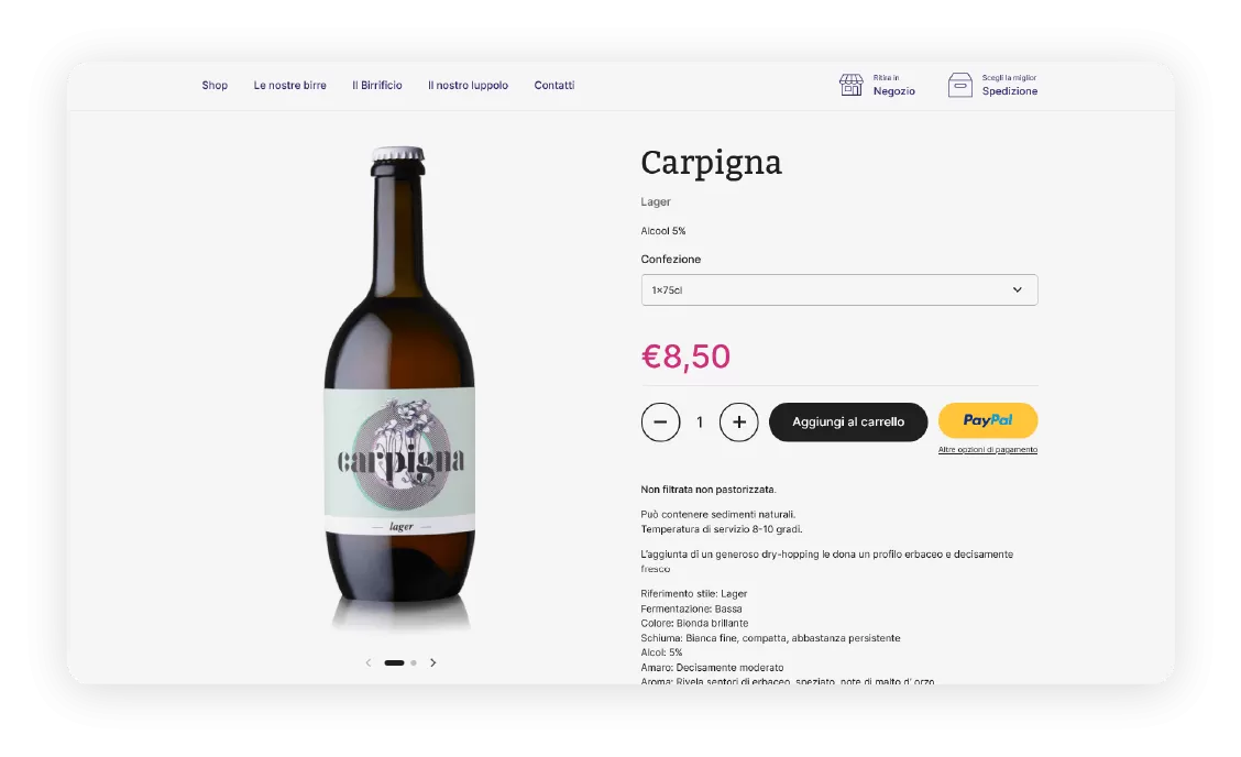 Nuovo sito ECOMMERCE birra BAAM by IDlab