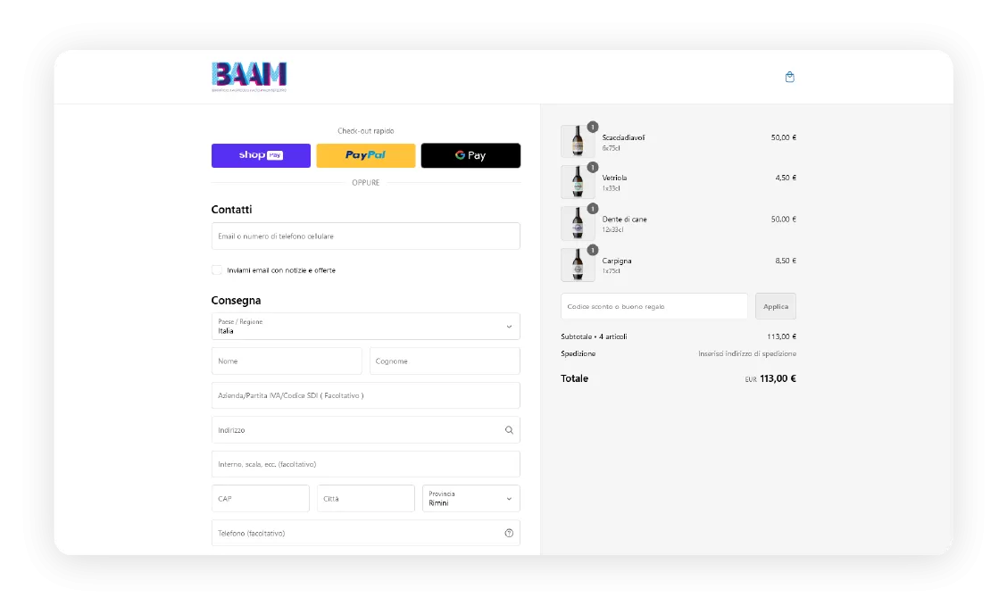 Nuovo sito ECOMMERCE birra BAAM by IDlab