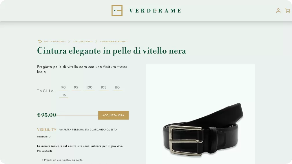 Nuovo sito ECOMMERCE cinture VERDE-RAME by IDlab